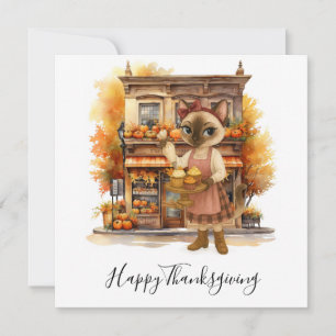 Herbstkatzenbäckerei zum Thema Erntedank Feiertagskarte