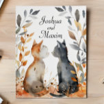 Herbstkatzenhochzeit Einladung<br><div class="desc">Dieses Design ist perfekt für Katzenliebhaber. Es zeigt zwei Katzen in der Herbstlandschaft.</div>