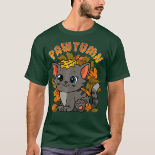 Herbstkatzenkatze Kitten Pawtumn Tree Blätter Pub T-Shirt