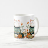Herbstkatzentasse mit gemütlichem Pullover Kaffeetasse (VorderseiteRechts)
