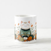 Herbstkatzentasse mit gemütlichem Pullover Kaffeetasse (Mittel)