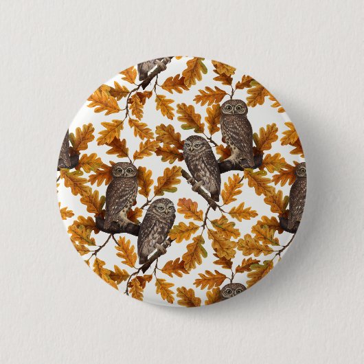 Herbstkauz auf Baumwolle weiß Button (Vorderseite)