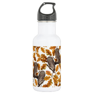 Herbstkauz auf Baumwolle weiß Edelstahlflasche