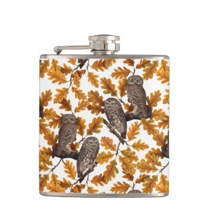 Herbstkauz auf Baumwolle weiß Flachmann