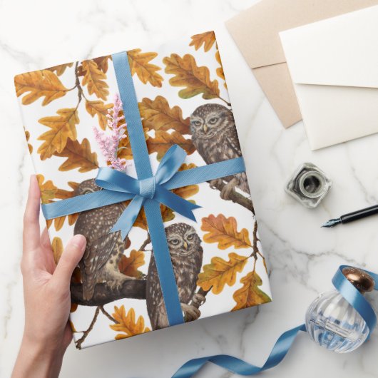 Herbstkauz auf Baumwolle weiß Geschenkpapier (Schenken)