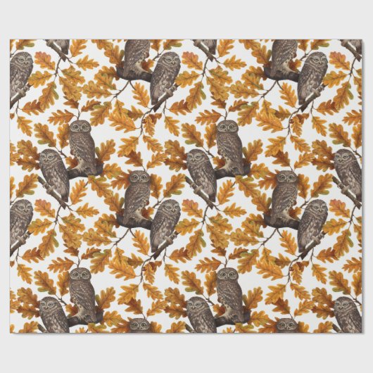 Herbstkauz auf Baumwolle weiß Geschenkpapier (Flach)