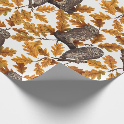 Herbstkauz auf Baumwolle weiß Geschenkpapier (Ecke)