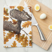 Herbstkauz auf Baumwolle weiß Geschirrtuch (Viertel Falte)