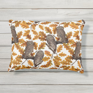 Herbstkauz auf Baumwolle weiß Kissen Für Draußen