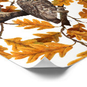 Herbstkauz auf Baumwolle weiß Poster (Ecke)