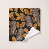 Herbstkauz auf schwarz badhandtuch set (Waschlappen)