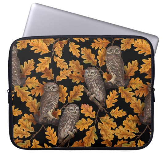 Herbstkauz auf schwarz laptopschutzhülle (Vorderseite)