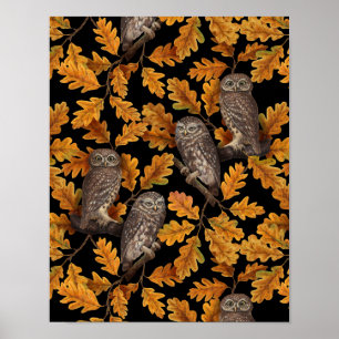 Herbstkauz auf schwarz poster