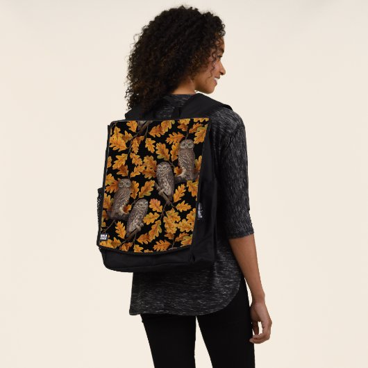 Herbstkauz auf schwarz rucksack (Ausgewaschen)