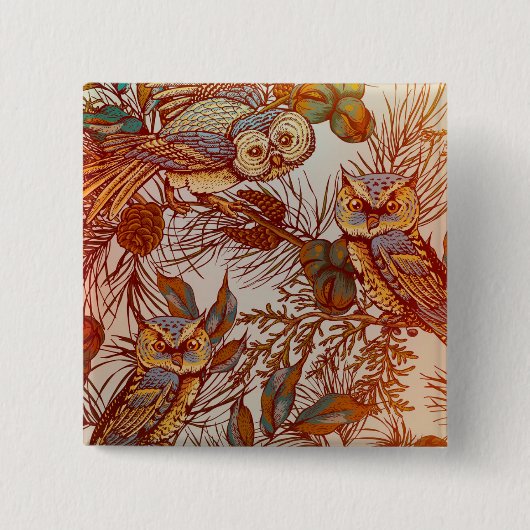 Herbstkauz Vintages Fallmuster orange-blau Button (Vorderseite)