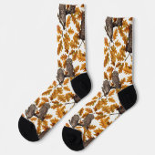 Herbstkäuze auf baumwollweiß socken (Linkes Detail)