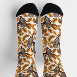 Herbstkäuze auf baumwollweiß socken