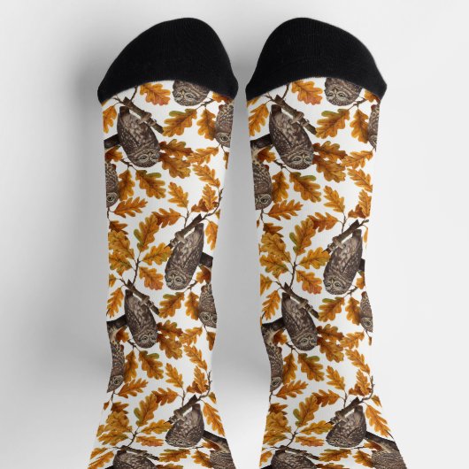 Herbstkäuze auf baumwollweiß socken (Oben)