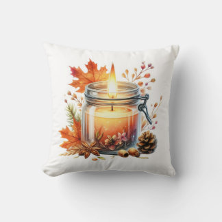 Herbstkerze & Herbstlaub Dekoratives Wurfkissen Kissen