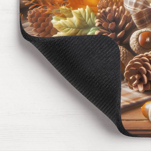 Herbstkerze mit Kariertem Bow Mousepad (Ecke)