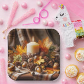 Herbstkerze mit Kernen und Band Pappteller (Party)