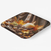 Herbstkerze mit Kernen und Band Pappteller (Gewinkelt)