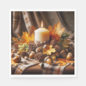 Herbstkerze mit Kernen und Band Serviette (Vorderseite)