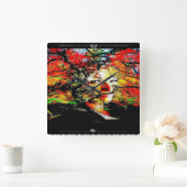 Herbstkerze Quadratische Wanduhr (Zuhause)