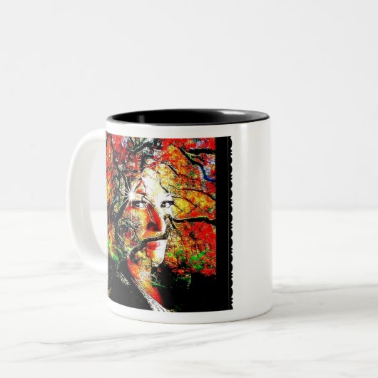 Herbstkerze Zweifarbige Tasse (Vorderseite Links)