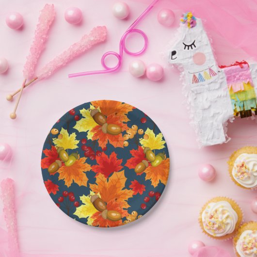 Herbstkerzen und Blätter aus Eiche Pappteller (Party)