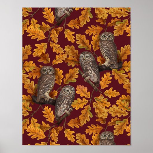 Herbstkeule auf dunkelrot poster (Vorne)