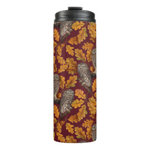 Herbstkeule auf dunkelrot thermosbecher