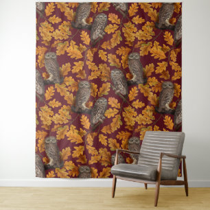 Herbstkeule auf dunkelrot wandteppich