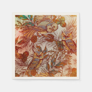 Herbstkeule Vintag rustikal-orange-blaue Kiefer Serviette