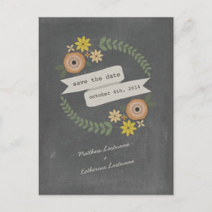 Herbstkhalkboard Save the Date Inspiriert Ankündigungspostkarte