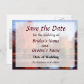 Herbstkirche Save the Date Ankündigungspostkarte (Vorne/Hinten)