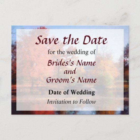 Herbstkirche Save the Date Ankündigungspostkarte (Vorderseite)