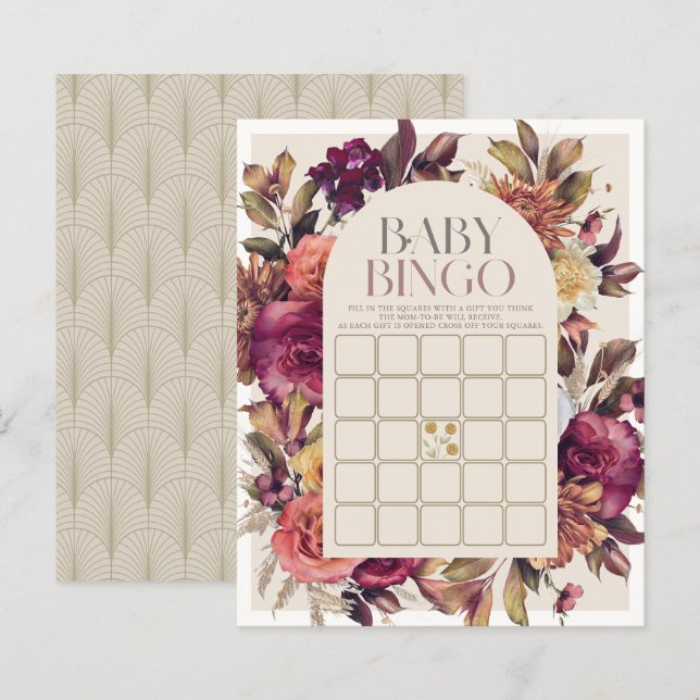 Herbstkleid Arch Tan Baby Dusche Bingo Spiel (Vorne/Hinten)