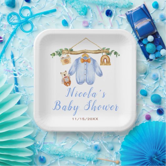 Herbstkleidung Boy Baby Dusche Pappteller (Party)