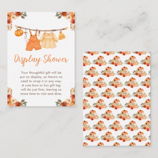 Herbstkleidung Twins Baby Display Dusche Begleitkarte (Vorne/Hinten)