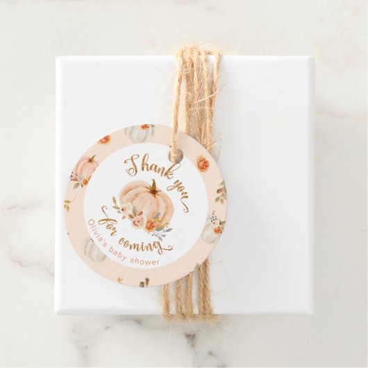 Herbstkleine Kürbisbrunnendusche Danke Geschenkanhänger (Beispiel)