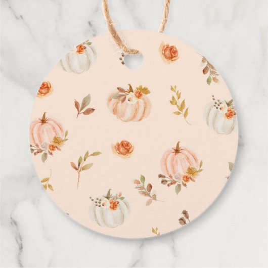 Herbstkleine Kürbisbrunnendusche Danke Geschenkanhänger (Rückseite)