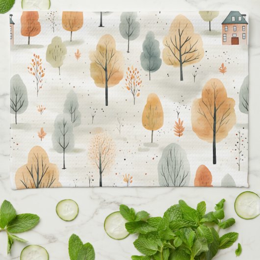 Herbstknackung Luft Nahtloses Muster Geschirrtuch (Gefaltet)