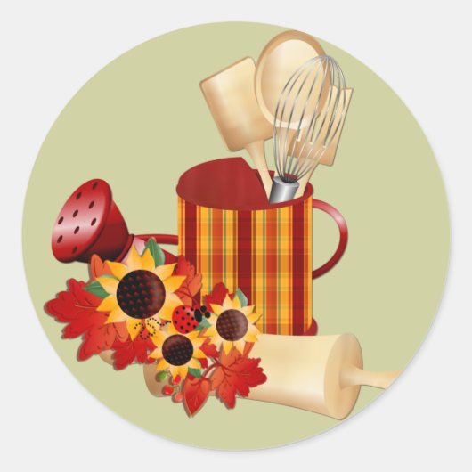 Herbstkochhalter Runder Aufkleber (Vorderseite)