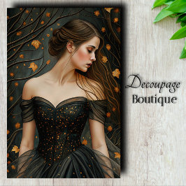 Herbstkönigin Black Gown Elegante Deko Seidenpapier