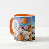 Herbstkönigin Swan und Blume Kunst Tasse (Vorderseite Links)