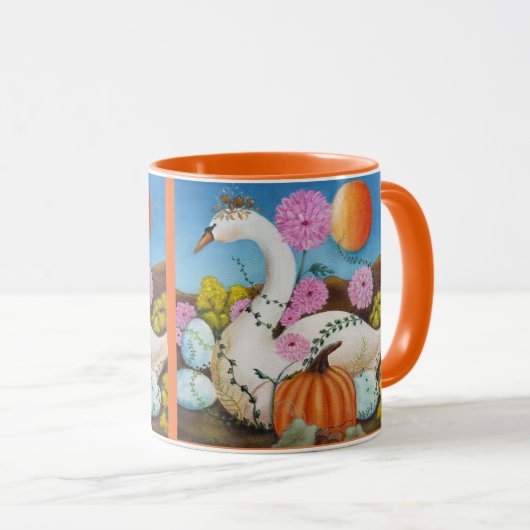 Herbstkönigin Swan und Blume Kunst Tasse (VorderseiteRechts)