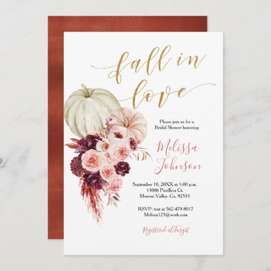 Herbstkorallen Burgund Herbst Einladung zur Liebe (Vorne/Hinten)