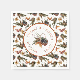 Herbstkorb Berries Dankbar Dankbar Selig gesegnet Serviette