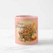 Herbstkorb, Blume, Pumpkins, Mais-Erntedank Tasse (Zentrum)